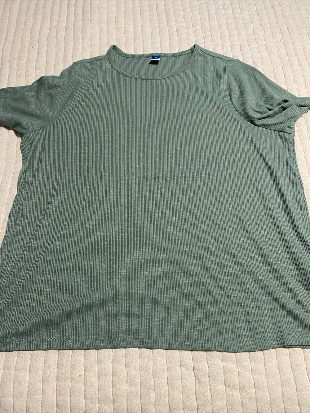Old Navy Short-Sleeve Ribbed Crew in Sage Green